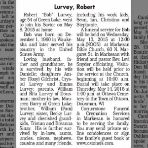Obituary for Robert Lurvey
